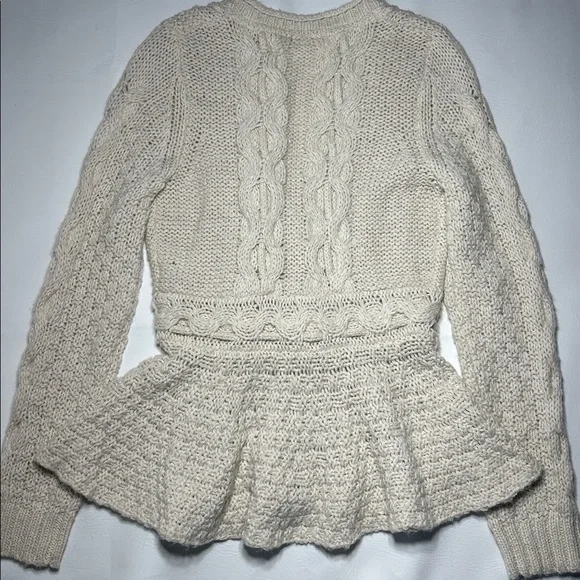 Anthropologie Sparrow Stitchy Peplum button cardigan tie waist wool blend M - Picture 8 of 11